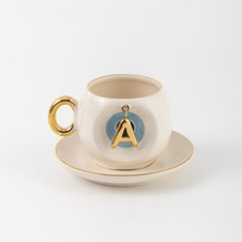 Bsk Ceramics Handmade Harfli Nazar Kahve Fincanı Mavi