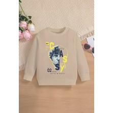 Myada Tarz Premium Heykel Silüet Baskılı Oversize Kapüşonlu Çocuk Sweatshirt 14525