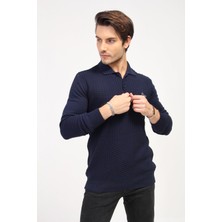 Byness Polo Yaka Regular Fit Desenli Triko Kazak