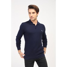 Byness Polo Yaka Regular Fit Desenli Triko Kazak