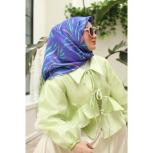 Silk Home Saks Vizon Desenli Tivil Ipek Eşarp 11432-01