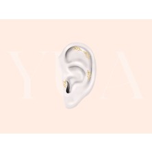 Yua Jewelry Yaprak Şekilli Pırlantalı 14 Ayar Altın Kıkırdak/conch/helix/tragus Piercing