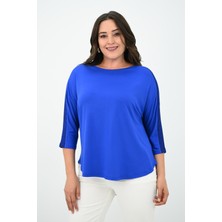 Koza Butik Kadın Büyük Beden Kolları Sim Detaylı Bluz 1855