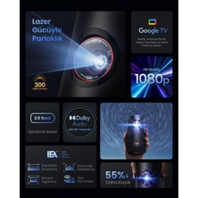 Anker Nebula Capsule 3 Laser Akıllı Taşınabilir Projeksiyon Cihazı - 300 ANSI Lümen Lazer - 1080p HD Çözünürlük - 8W Dolby Digital Hoparlör - D2426 (Anker Türkiye Garantili)