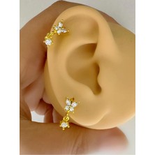 Ares Collection Arescollection 1 Adet Zirkon Taşlı Sallantılı Kelebek Helix Kıkırdak Lobe Uyumlu Piercing Küpe