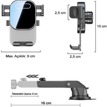 Araç Içi Telefon Tutucu 360° Dönebilen Kaliteli Vakumlu Teleskobik Navigasyon Araç Tutacağı Vantuzlu Tek El Kullanım Bas-Kilitle RT-66D