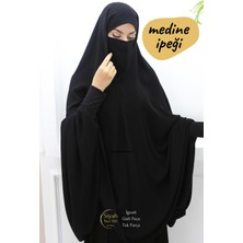 Iğneli Gizli Peçeli Tek Parça Medine Ipeği Çarşaf