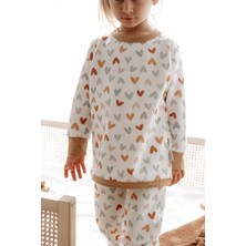 0.5 Tog - %100 Organik Pamuk Çocuk Pijama Takımı - Bohem Kalp Desenli