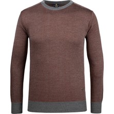 Çizgi Triko Erkek Sıfır Yaka Triko Kazak Desenli Kol ve Bel Lastikli Çelik Örgü Klasik Kalıp - 5015C