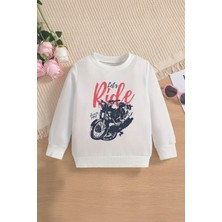 Myada Yeni Sezon Let's Ride Yazılı Motosiklet Baskılı Oversize Kapüşonlu Çocuk Sweatshirt 13605