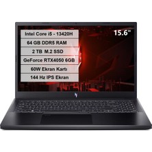 Acer Nitro V 15 Intel Core I5 13420H 64 GB 2 Tb SSD Rtx 4050 6 GB Freedos 15.6" Fhd IPS Taşınabilir Bilgisayar NH.QNBEY.006