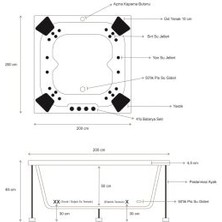 Fujisimo Serut 200 x 200 H 65 Kare Jakuzi