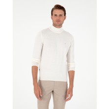 Pierre Cardin Erkek Ekru Slim Fit Yarım Balıkçı Yaka Basic Triko Kazak 50296614-VR019