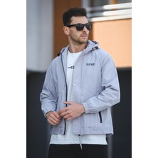 Save Baskılı Suya Dayanaklı Slim Fit Erkek Mevsimlik Mont Yağmurluk