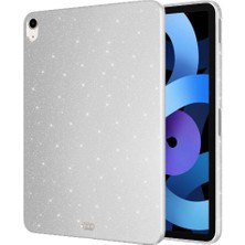 Ekılıf - Apple iPad 10.9 2022 (10.nesil) - Tablet Kılıfı Simli Parlak Görünümlü Koton Kılıf - Pembe Koyu