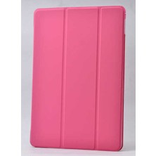 Ekılıf - Samsung Galaxy Tab 4 10.1 T530 - Tablet Kılıfı Smart Cover Standlı 1-1 Kılıf - Pembe Koyu