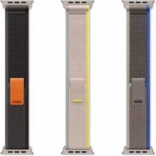 Ekılıf - Apple Watch Ultra 49MM - Kordon Hasır Kordon Krd-77 - Beyaz-Sarı