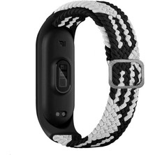 Ekılıf - Xiaomi Mi Band 4 - Kordon Örgü Kordon Krd-49 - Siyah-Beyaz