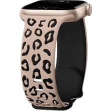 Apple Watch 10. Nesil 38-40-41-42-44-45-46-49 mm Uyumlu Leopar Desenli Çift Renkli Temizlenebilir Esnek Silikon Akıllı Saat Kordon