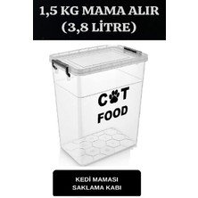 Deembro 3,8 Lt (1,5 Kg) Mama Alır Kedi Mama Saklama Kabı Kedi Maması Saklama Kabı Kutusu Hava Almaz