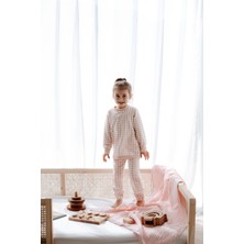 0.5 Tog - %100 Organik Pamuk Çocuk Pijama Takımı - Pöti Kare Desenli