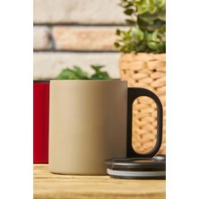 Thermohis Bej Çift Katmanlı 304 Paslanmaz Çelik Kulplu 300ML Küçük Termos Bardak Çay Kahve Termosu Travel Mug Kupa