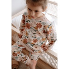 0.5 Tog - %100 Organik Pamuk Çocuk Pijama Takımı - Çiçek Desenli