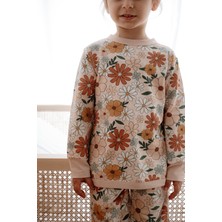 0.5 Tog - %100 Organik Pamuk Çocuk Pijama Takımı - Çiçek Desenli