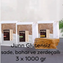 JUNN Glutensiz Karabuğday Ekmeği, Sade,Baharlı,Zerdeçallı 3 x 1000 gr Mayasız, Aktive Edilmiş Tohum