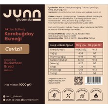 JUNN Glutensiz Karabuğday Ekmeği, Cevizli 3 x 1000 gr Mayasız, Aktive Edilmiş Karabuğday Tohumu