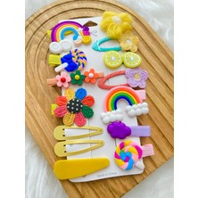 14'lü Sarı Tonlu Çocuk Pens Klipsli Çıtçıt Toka Seti