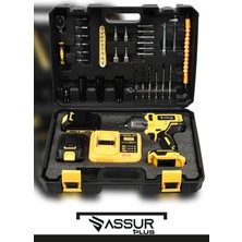 Assur Plus 21V 2.0 Ah Kömürsüz Motor 800 Nm Torklu Şarjlı Somun Sıkma Bijon Sökme Seti Sarı