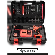 Assur 21V 2.0Ah Kömürsüz Motor 800 Nm Torklu Şarjlı Somun Sıkma Bijon Sökme Seti