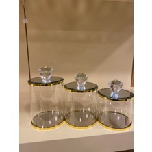 Plus Home Kavonoz Seti 3'lü Kristal Altın