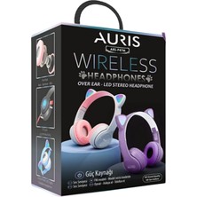 Auris Katlanan LED Kedi Kulak Motivi Mikro Sd Kart Giriş 3,5 mm Aux Giriş Kulak Üstü Bluetooth Kulaklık