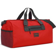 Quinify Kırmızı Renk Seyahat Çantası Ayakkabılık Bölmeli Spor Çantası Unisex El Valizi