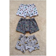 Iç Giyim Likralı Erkek Çocuk Pamuk Boxer Külot 3 Lı Paket