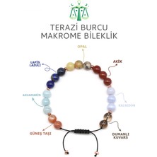 Terazi Burcu Taşlarından Oluşan Doğal Taş Makrome Bileklik 8 mm Küre Kesim - Burç Bilekliği