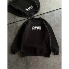 Tarz Yeri Kadın Üç Iplik Bisiklet Yaka Baskılı Sweatshirt - Siyah