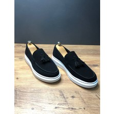 Mevese Blaze Bağcıksız Püsküllü Süet Erkek Günlük Spor Klasik Ayakkabı BT Siyah