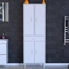 Modilayn Yeni Afra 65 x 173 x 32,5 cm 1 Çekmece 4 Kapak 5 Raf 8 Bölme Çok Amaçlı Banyo & Mutfak Dolabı 