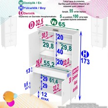 Modilayn Yeni Afra 65 x 173 x 32,5 cm 1 Çekmece 4 Kapak 5 Raf 8 Bölme Çok Amaçlı Banyo & Mutfak Dolabı 