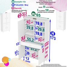 Modilayn Yeni Afra 65 x 173 x 32,5 cm 1 Çekmece 4 Kapak 7 Raf 10 Bölme Çok Amaçlı Banyo & Mutfak Dolabı 