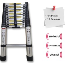 440 cm. - 15  Basamaklı Teleskobik / Teleskopik Merdiven - I Tipi Uzayan Merdiven