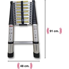 440 cm. - 15  Basamaklı Teleskobik / Teleskopik Merdiven - I Tipi Uzayan Merdiven