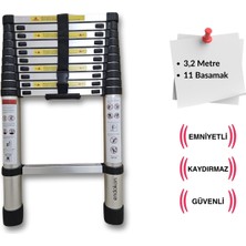 320 cm. - 11  Basamaklı Teleskobik / Teleskopik Merdiven - I Tipi Uzayan