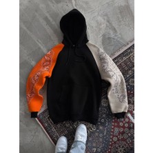 Gıronda Üç Iplik Penye Kapşonlu Parçalı Sweatshirt - Siyah