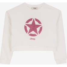 Jeep Payetli Kadın Ekru Sweatshırt J4WG-SWT7563