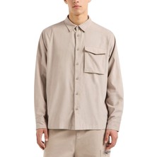Armani Exchange Loose Fit Bej Düz Erkek Gömlek 6DZC11 Znıwz 17AB