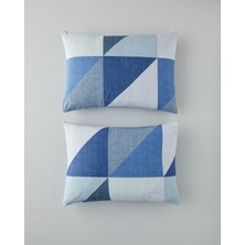English Home Triad Kolay Ütülenir 2'li Yastık Kılıfı 50X70 cm Mavi